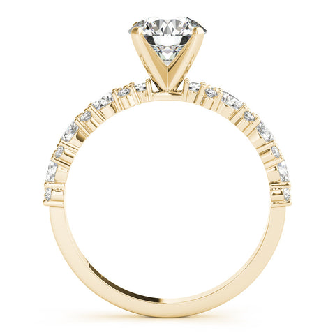 Yellow gold Heart Solitaire with Side Stones, Pave Band, Four-Prong Setting 1