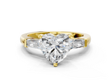 Yellow gold Heart Solitaire with Tapered Baguette Side Stones on a Classic Band with Four-Prong Setting_129