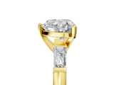 Yellow gold Heart Solitaire with Tapered Baguette Side Stones on a Classic Band with Four-Prong Setting_134