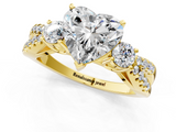 Yellow gold Heart Three-Stone Diamond Ring with Pavé Split Shank and Four-Prong Setting_86