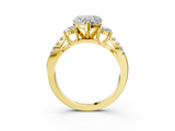 Yellow gold Heart Three-Stone Diamond Ring with Pavé Split Shank and Four-Prong Setting_88