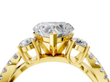 Yellow gold Heart Three-Stone Diamond Ring with Pavé Split Shank and Four-Prong Setting_89