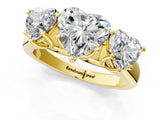 Yellow gold Heart Three-Stone Diamond Ring with Prong Setting on a Classic Band_16