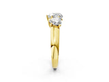 Yellow gold Heart Three-Stone Diamond Ring with Prong Setting on a Classic Band_17