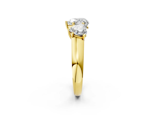 Yellow Gold Heart-Shaped Side Stone Engagement Ring Setting