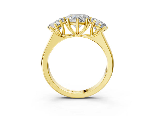 Yellow Gold Heart-Shaped Side Stone Engagement Ring Setting