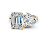 Yellow gold Heart and Emerald Cut Toi Moi Ring with Prong Setting_51