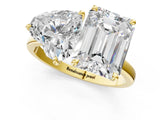 Yellow gold Heart and Emerald Cut Toi Moi Ring with Prong Setting_52