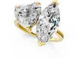 Yellow gold Heart and Marquise Toi Moi Ring with Prong Setting and Micro Pave Band 1