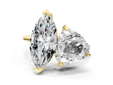 Yellow gold Heart and Marquise Toi Moi Ring with Prong Setting and Micro Pave Band