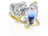 Yellow gold Heart and Marquise Toi Moi Ring with Prong Setting and Pave Band_57
