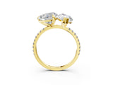 Yellow gold Heart and Marquise Toi Moi Ring with Prong Setting and Pave Band_59