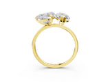 Yellow gold Heart and Marquise Toi Moi Ring with Prong Setting and Plain Band 3