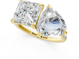 Yellow gold Heart and Princess Toi Moi Ring with Prong Setting and Micro Pave Band 1