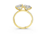 Yellow gold Heart and Princess Toi Moi Ring with Prong Setting and Micro Pave Band 3