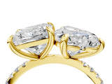 Yellow gold Heart and Princess Toi Moi Ring with Prong Setting and Micro Pave Band 4
