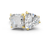 Yellow gold Heart and Princess Toi Moi Ring with Prong Setting and Pave Band_50