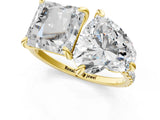 Yellow gold Heart and Princess Toi Moi Ring with Prong Setting and Pave Band_51