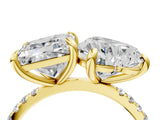 Yellow gold Heart and Princess Toi Moi Ring with Prong Setting and Pave Band_54