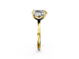 Yellow gold Heart and Princess Toi Moi Ring with Prong Setting and Plain Band 2