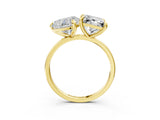 Yellow gold Heart and Princess Toi Moi Ring with Prong Setting and Plain Band 3