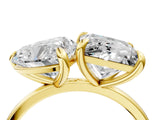 Yellow gold Heart and Princess Toi Moi Ring with Prong Setting and Plain Band 4