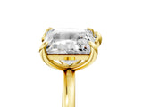Yellow gold Heart and Princess Toi Moi Ring with Prong Setting and Plain Band 5