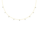Yellow gold Heart and Round Diamond Station Necklace_12