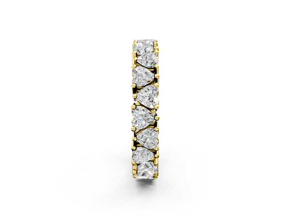 Yellow gold Heart cut diamond Eternity Band with Shared Prong Setting
