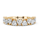 Yellow gold Heart cut diamond Half Eternity Band with Shared Prong Setting_8