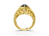 Yellow gold Hexagon Bezel Fancy Black Radiant Cut Diamond Milgrain Split Shank Ring_3
