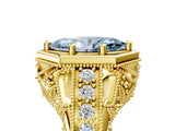 Yellow gold Hexagon Bezel Fancy Blue Marquise Cut Diamond Milgrain Split Shank Ring_5