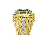 Yellow gold Hexagon Bezel Fancy Green Asscher Cut Diamond Milgrain Split Shank Ring_5