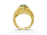Yellow gold Hexagon Bezel Fancy Green Radiant Cut Diamond Milgrain Split Shank Ring_3