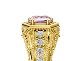 Yellow gold Hexagon Bezel Fancy Pink Princess Cut Diamond Milgrain Split Shank Ring_5