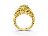 Yellow gold Hexagon Bezel Fancy Yellow Heart Cut Diamond Milgrain Split Shank Ring_3