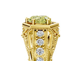 Yellow gold Hexagon Bezel Fancy Yellow Heart Cut Diamond Milgrain Split Shank Ring_5