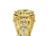 Yellow gold Hexagon Bezel Fancy Yellow Oval Cut Diamond Milgrain Split Shank Ring_5