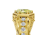 Yellow gold Hexagon Bezel Fancy Yellow Pear Cut Diamond Milgrain Split Shank Ring_5