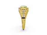 Yellow gold Hexagon Bezel Fancy Yellow Princess Cut Diamond Milgrain Split Shank Ring_2