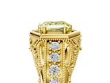Yellow gold Hexagon Bezel Fancy Yellow Princess Cut Diamond Milgrain Split Shank Ring_5