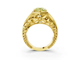Yellow gold Hexagon Bezel Fancy Yellow Round Cut Diamond Milgrain Split Shank Ring_3
