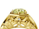 Yellow gold Hexagon Bezel Fancy Yellow Round Cut Diamond Milgrain Split Shank Ring_4