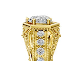 Yellow gold Hexagon Bezel Heart Cut Diamond Milgrain Split Shank Ring_8