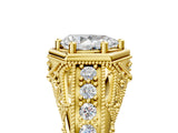 Yellow gold Hexagon Bezel Pear Cut Diamond Milgrain Split Shank Ring_8