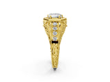 Yellow gold Hexagon Bezel Princess Cut Diamond Milgrain Split Shank Ring_5