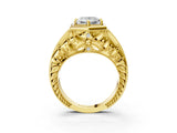 Yellow gold Hexagon Bezel Princess Cut Diamond Milgrain Split Shank Ring_6