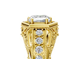 Yellow gold Hexagon Bezel Princess Cut Diamond Milgrain Split Shank Ring_8