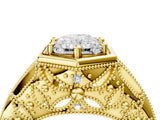 Yellow gold Hexagon Bezel Radiant Cut Diamond Milgrain Split Shank Ring_7