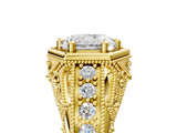 Yellow gold Hexagon Bezel Radiant Cut Diamond Milgrain Split Shank Ring_8